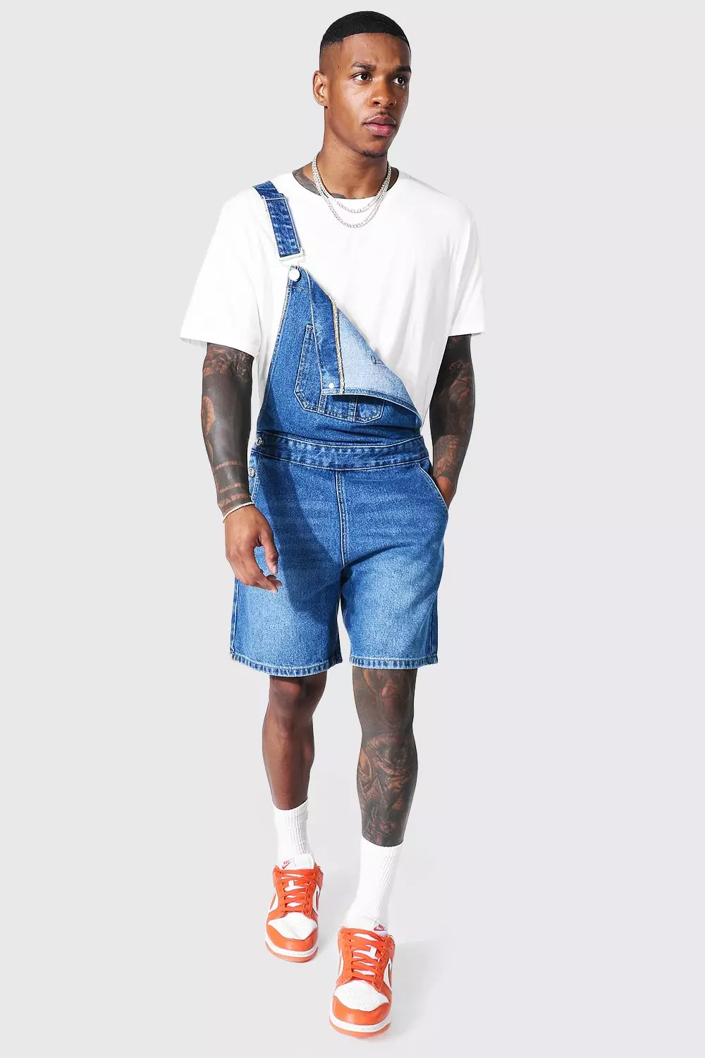 Loose Fit Short Overalls